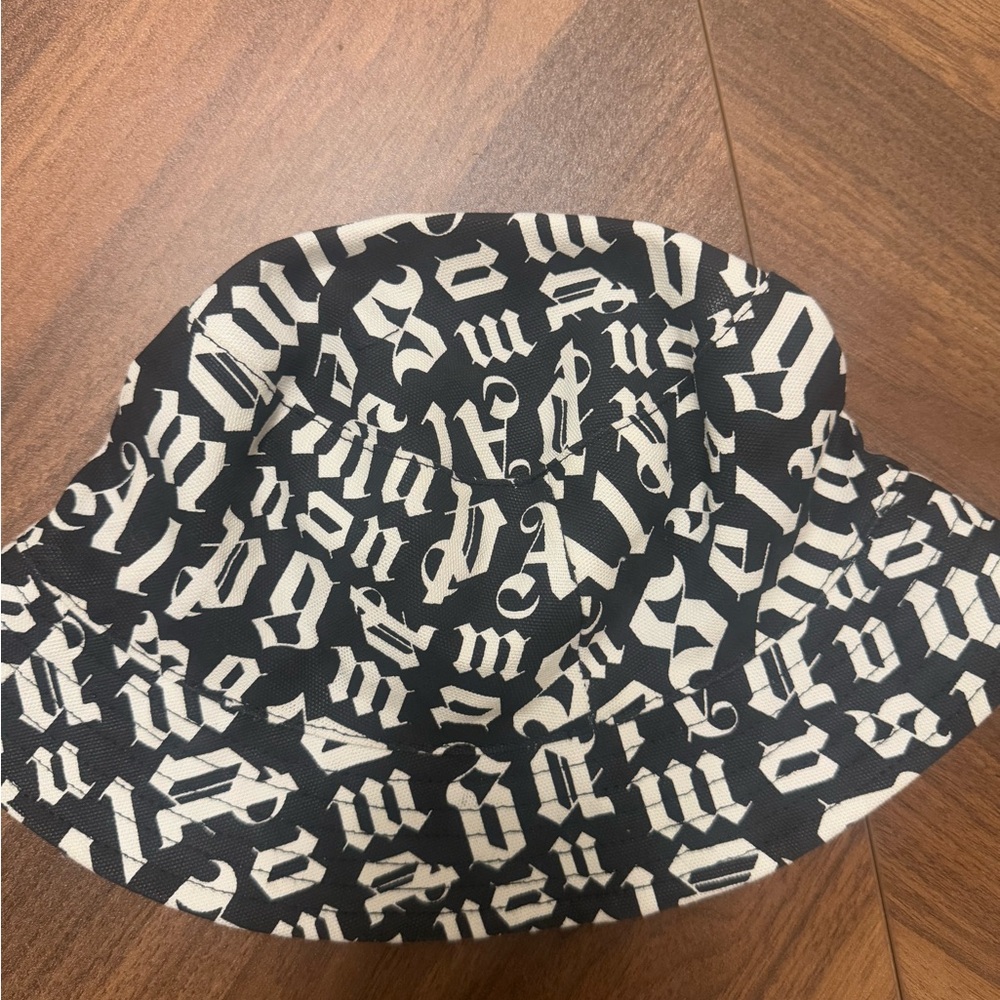 Palm Angels Black and White Monogram Bucket Hat